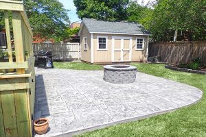Customs shed and stamped concrete patios in Norfolk