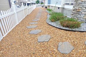 Stone walkways with stepping stones in Norfolk Bay area