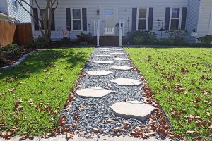 Stone walkway with stepping stone accents Virginia Beach
