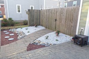 Landscaping with Marble chips and red tipple stone in Virginia Beach